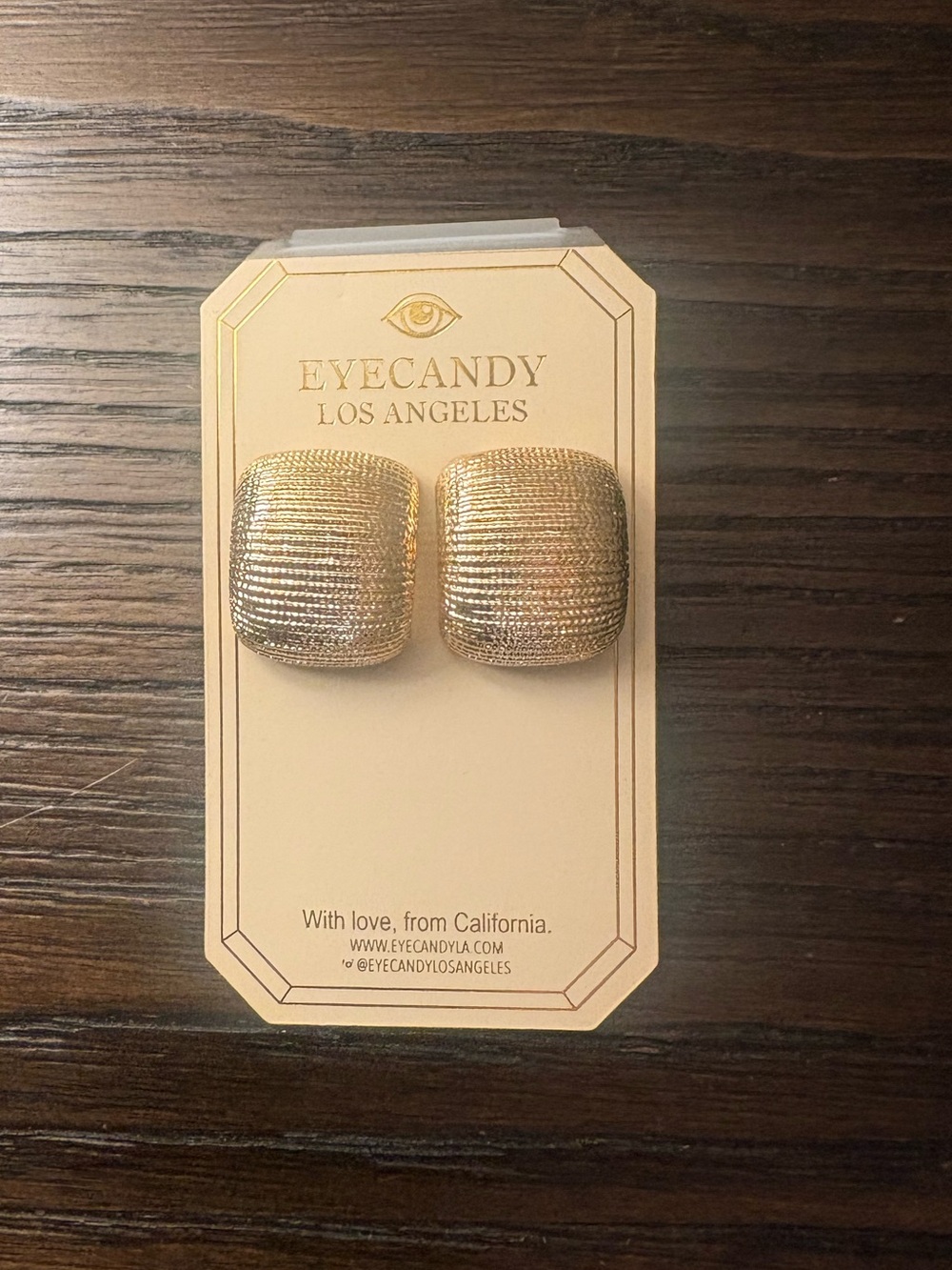 NEW Eye Candy Gold Textured Square Earrings